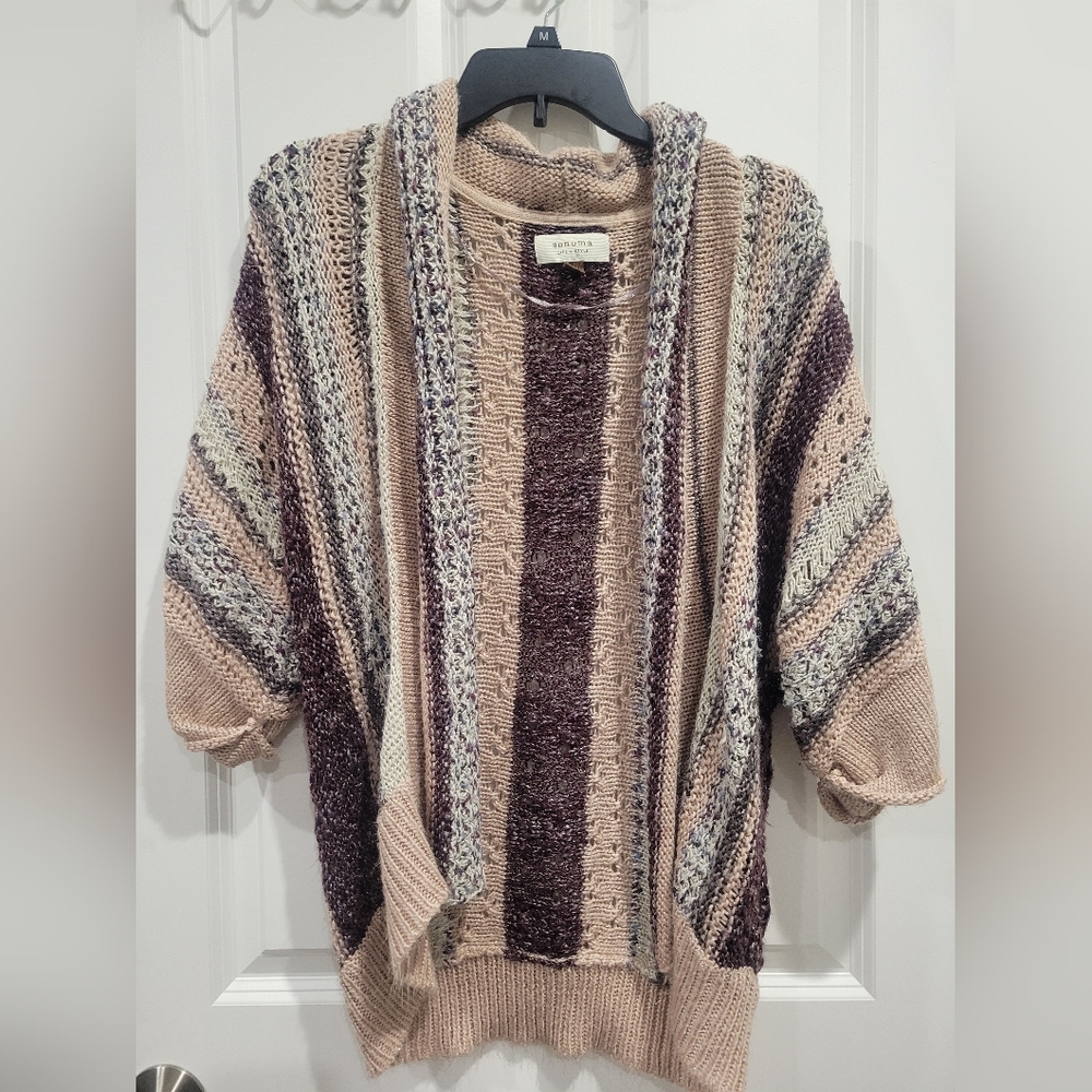Sonoma Striped Women's Cardigan - Purple and Cream
